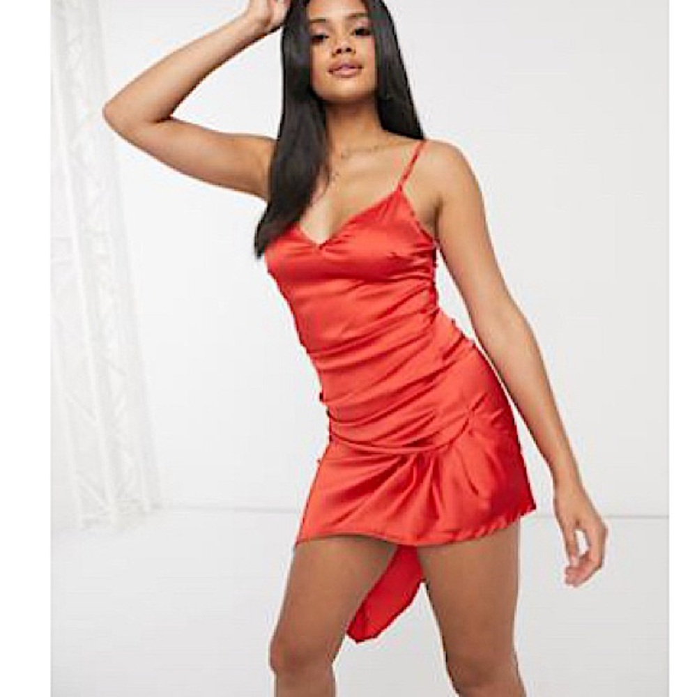 NaaNaa satin bodycon dress in red. UK 10; US 6